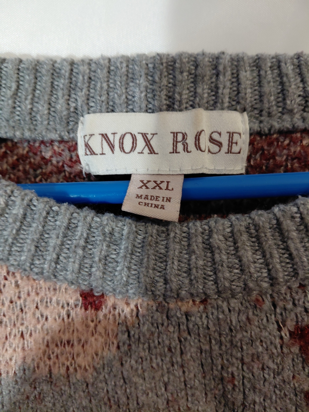 Knox Rose Gray Crewneck Sweater with Pink and Burgundy Floral - Picture 4 of 9